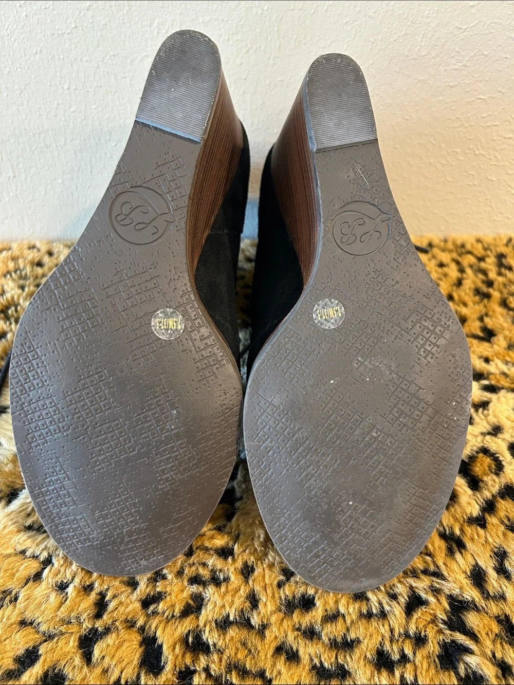 Lucky Brand Black Suede Wedge Ankle Booties